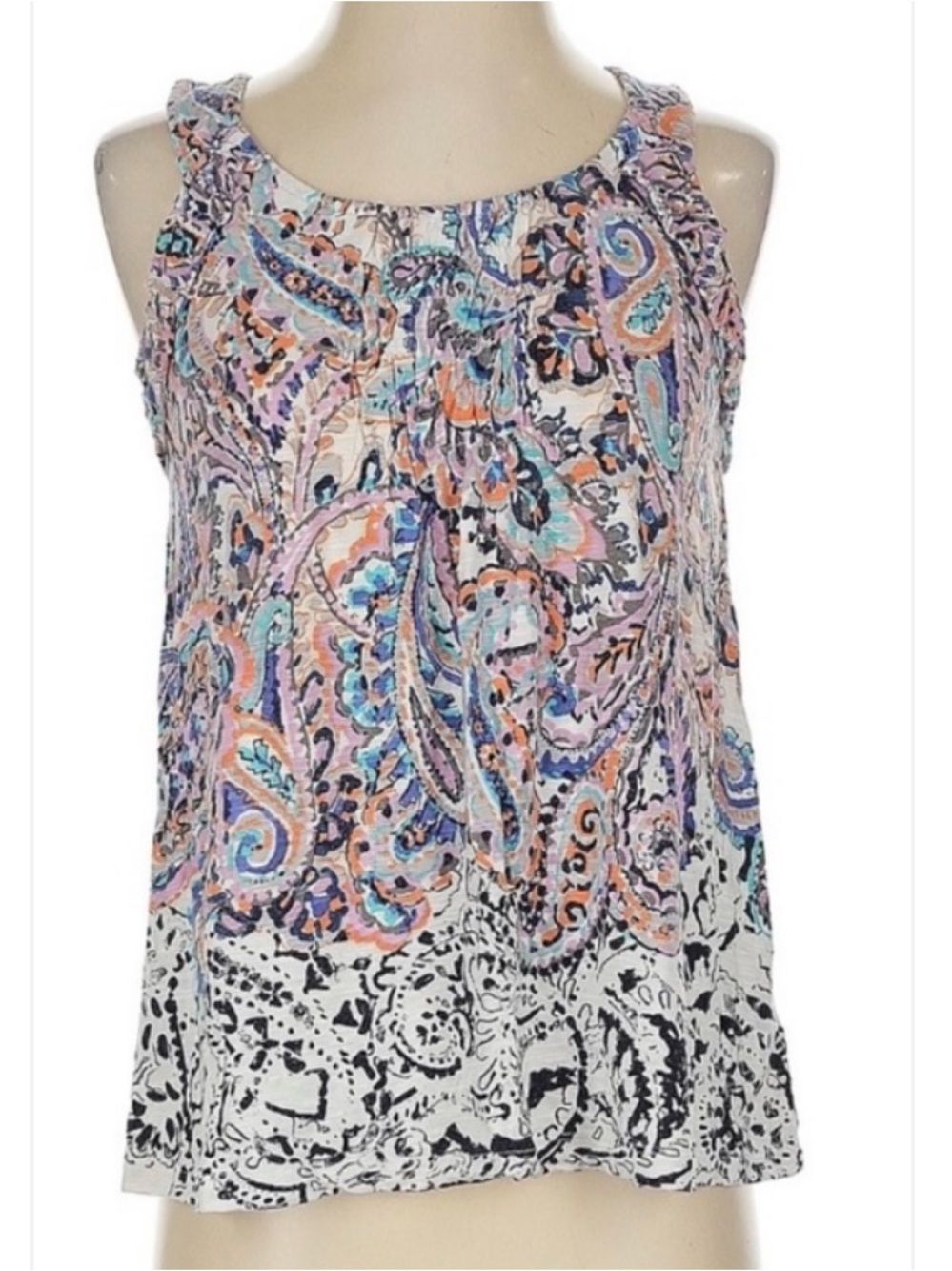 Anthropologie Meadow Rue Paisley Smocked Women's Tank Top Boho Summer Size S